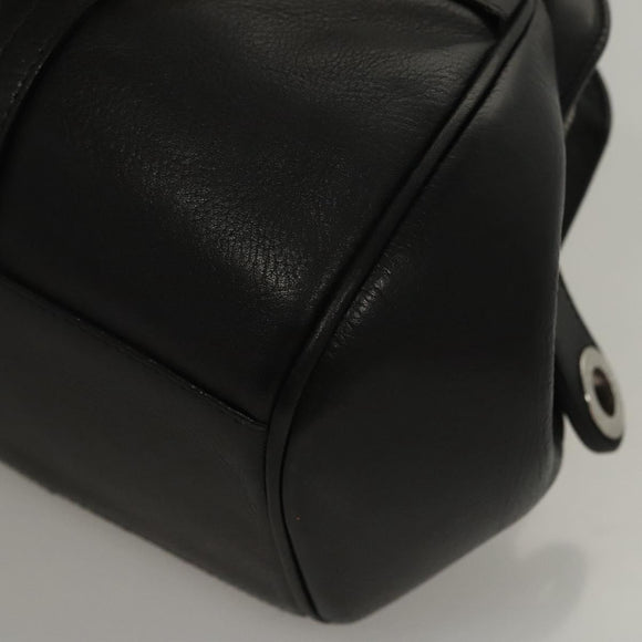 BALLY Hand Bag Leather Black Gold Auth BA1416