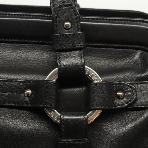 BALLY Hand Bag Leather Black Gold Auth BA1416