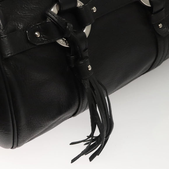 BALLY Hand Bag Leather Black Gold Auth BA1416