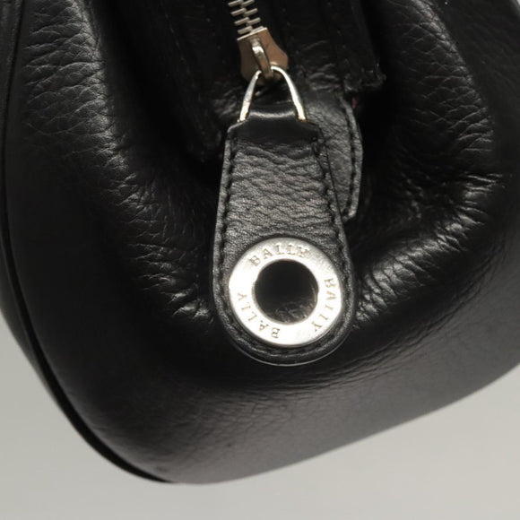 BALLY Hand Bag Leather Black Gold Auth BA1416