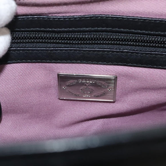 BALLY Hand Bag Leather Black Gold Auth BA1416