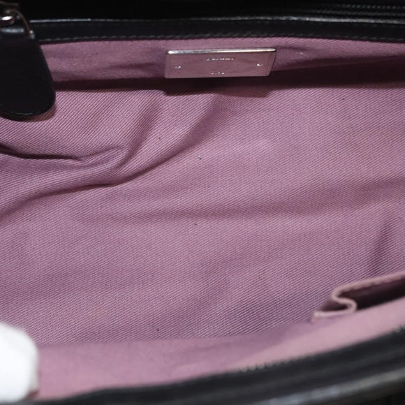 BALLY Hand Bag Leather Black Gold Auth BA1416