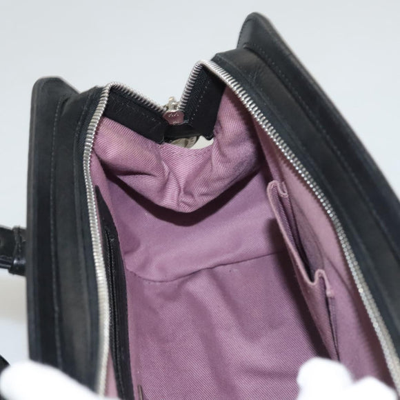 BALLY Hand Bag Leather Black Gold Auth BA1416