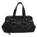 BALLY Hand Bag Leather Black Gold Auth BA1416-13