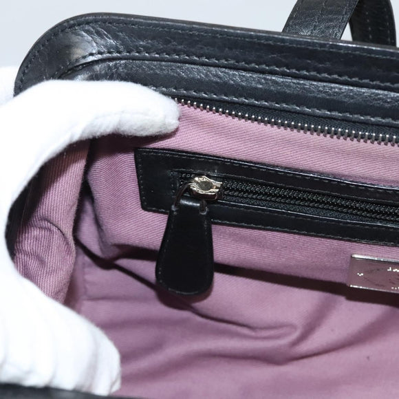 BALLY Hand Bag Leather Black Gold Auth BA1416