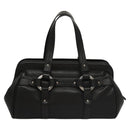 BALLY Hand Bag Leather Black Gold Auth BA1416-2