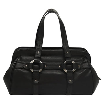 BALLY Hand Bag Leather Black Gold Auth BA1416 - 0