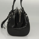 BALLY Hand Bag Leather Black Gold Auth BA1416-3