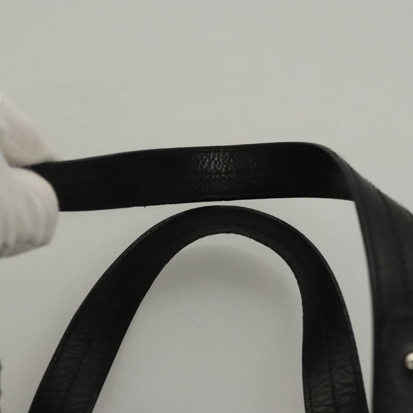 BALLY Hand Bag Leather Black Gold Auth BA1416