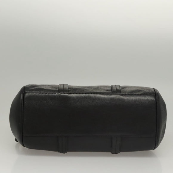 BALLY Hand Bag Leather Black Gold Auth BA1416