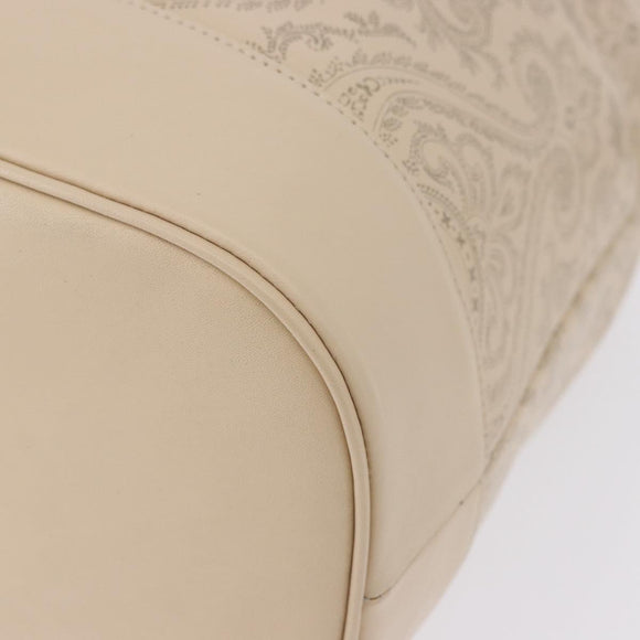 VALENTINO Drawstring Shoulder Bag Leather Ivory Auth BA14162V
