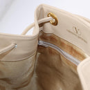 VALENTINO Drawstring Shoulder Bag Leather Ivory Auth BA14162V-20