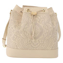 VALENTINO Drawstring Shoulder Bag Leather Ivory Auth BA14162V-13