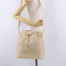 VALENTINO Drawstring Shoulder Bag Leather Ivory Auth BA14162V-22