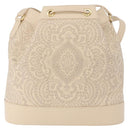 VALENTINO Drawstring Shoulder Bag Leather Ivory Auth BA14162V-2