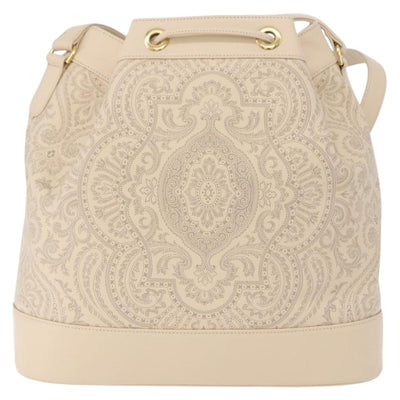 VALENTINO Drawstring Shoulder Bag Leather Ivory Auth BA14162V - 0