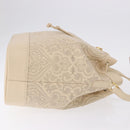 VALENTINO Drawstring Shoulder Bag Leather Ivory Auth BA14162V-3
