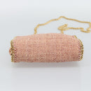 Stella MacCartney Raffia Falabella Chain Shoulder Bag Pink Gold Auth BA14163V-11