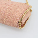 Stella MacCartney Raffia Falabella Chain Shoulder Bag Pink Gold Auth BA14163V-12
