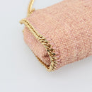 Stella MacCartney Raffia Falabella Chain Shoulder Bag Pink Gold Auth BA14163V-13