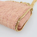 Stella MacCartney Raffia Falabella Chain Shoulder Bag Pink Gold Auth BA14163V-14
