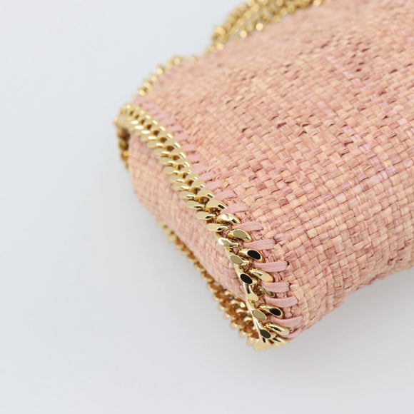 Stella MacCartney Raffia Falabella Chain Shoulder Bag Pink Gold Auth BA14163V