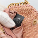 Stella MacCartney Raffia Falabella Chain Shoulder Bag Pink Gold Auth BA14163V-22