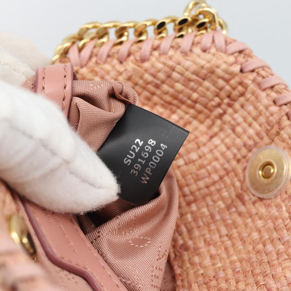 Stella MacCartney Raffia Falabella Chain Shoulder Bag Pink Gold Auth BA14163V