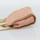 Stella MacCartney Raffia Falabella Chain Shoulder Bag Pink Gold Auth BA14163V-4