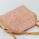 Stella MacCartney Raffia Falabella Chain Shoulder Bag Pink Gold Auth BA14163V-6