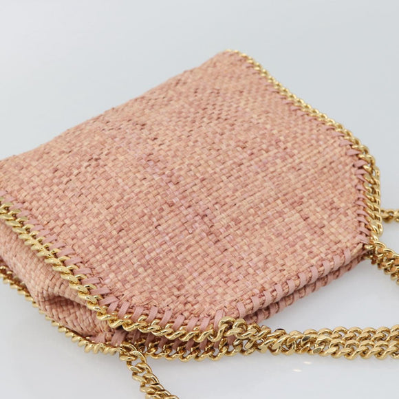 Stella MacCartney Raffia Falabella Chain Shoulder Bag Pink Gold Auth BA14163V