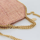 Stella MacCartney Raffia Falabella Chain Shoulder Bag Pink Gold Auth BA14163V-7