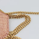 Stella MacCartney Raffia Falabella Chain Shoulder Bag Pink Gold Auth BA14163V-8