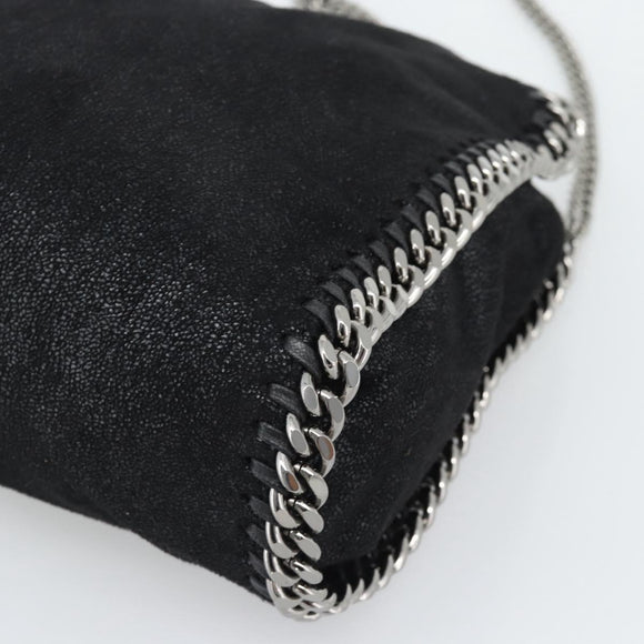 Stella MacCartney Falabella Chain Shoulder Bag Suede Black Silver Auth BA14165A