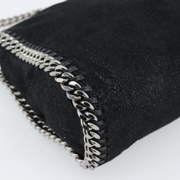 Stella MacCartney Falabella Chain Shoulder Bag Suede Black Silver Auth BA14165A