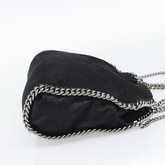 Stella MacCartney Falabella Chain Shoulder Bag Suede Black Silver Auth BA14165A