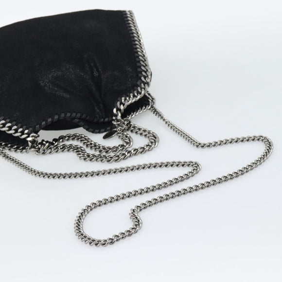Stella MacCartney Falabella Chain Shoulder Bag Suede Black Silver Auth BA14165A