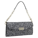 Jimmy Choo Glitter Chain Hand Bag Sequin Black Gold Tone Auth BA14167-1
