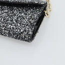 Jimmy Choo Glitter Chain Hand Bag Sequin Black Gold Tone Auth BA14167-10