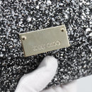 Jimmy Choo Glitter Chain Hand Bag Sequin Black Gold Tone Auth BA14167-14