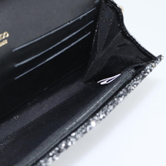 Jimmy Choo Glitter Chain Hand Bag Sequin Black Gold Tone Auth BA14167