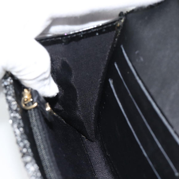 Jimmy Choo Glitter Chain Hand Bag Sequin Black Gold Tone Auth BA14167