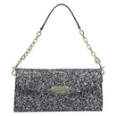Jimmy Choo Glitter Chain Hand Bag Sequin Black Gold Tone Auth BA14167-2