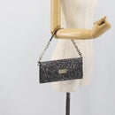 Jimmy Choo Glitter Chain Hand Bag Sequin Black Gold Tone Auth BA14167-21
