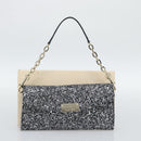 Jimmy Choo Glitter Chain Hand Bag Sequin Black Gold Tone Auth BA14167-22