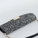 Jimmy Choo Glitter Chain Hand Bag Sequin Black Gold Tone Auth BA14167-6