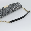Jimmy Choo Glitter Chain Hand Bag Sequin Black Gold Tone Auth BA14167-7