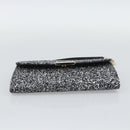 Jimmy Choo Glitter Chain Hand Bag Sequin Black Gold Tone Auth BA14167-9