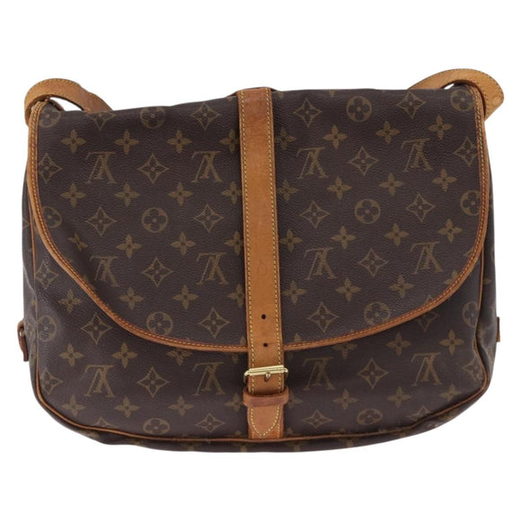 LOUIS VUITTON Monogram Saumur 35 Shoulder Bag M42254 LV Auth BA14171