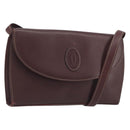 CARTIER Must Line Shoulder Bag Leather Bordeaux Gold Auth BA14172-1